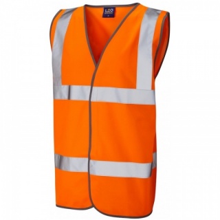 Leo Workwear W01-O Tarka Hi Vis Vest Orange ISO 20471 Class 2